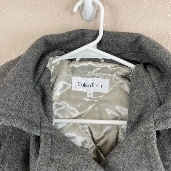 Calvin Klein Hooded Wool Quilted Lined Peacoat Gray 8 - Picture 4 of 11
